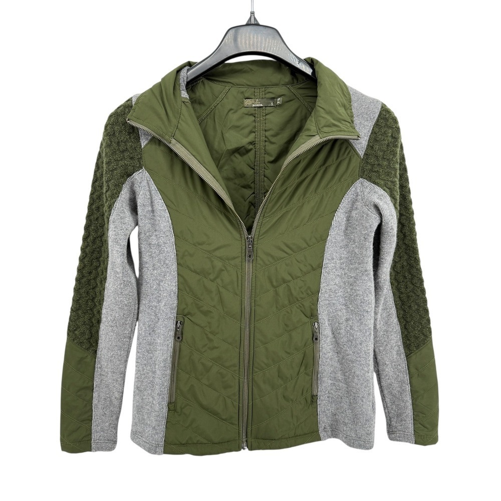 Prana‎ Zinnia Wool Blend Womens Small Pre-Owned Quilted Green Zip Front Jacket